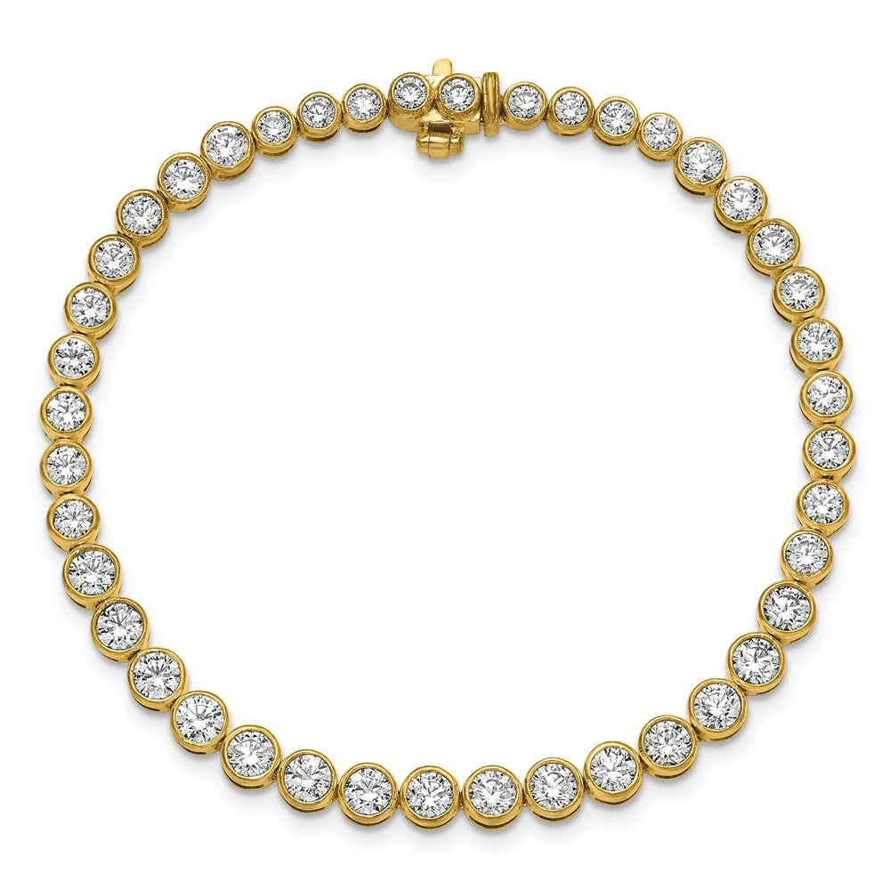 14k 5ct Lab Grown Dia VS/SI+ G+ Comp Round Bezel Set 7in Tennis Bracelet