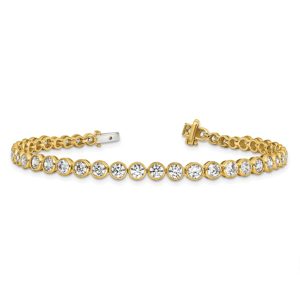 14k 5ct Lab Grown Dia VS/SI+ G+ Comp Round Bezel Set 7in Tennis Bracelet