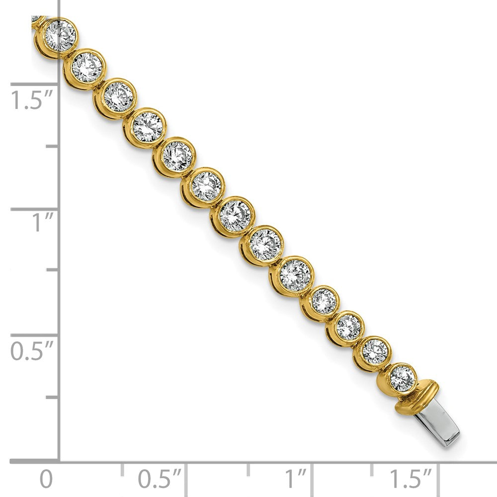 14k 5ct Lab Grown Dia VS/SI+ G+ Comp Round Bezel Set 7in Tennis Bracelet