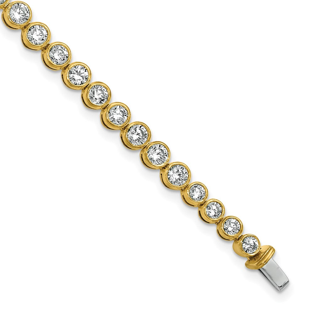 14k 5ct Lab Grown Dia VS/SI+ G+ Comp Round Bezel Set 7in Tennis Bracelet
