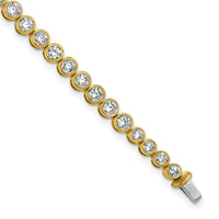 14k 5ct Lab Grown Dia VS/SI+ G+ Comp Round Bezel Set 7in Tennis Bracelet