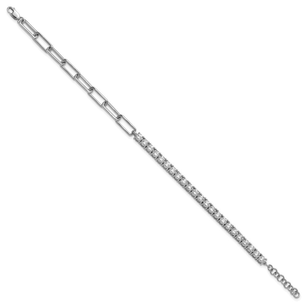 14kw 3 3/4ct Lab Grown Dia VS/SI+ G+ Half Paperclip 7in w/ 1in ext Bracelet