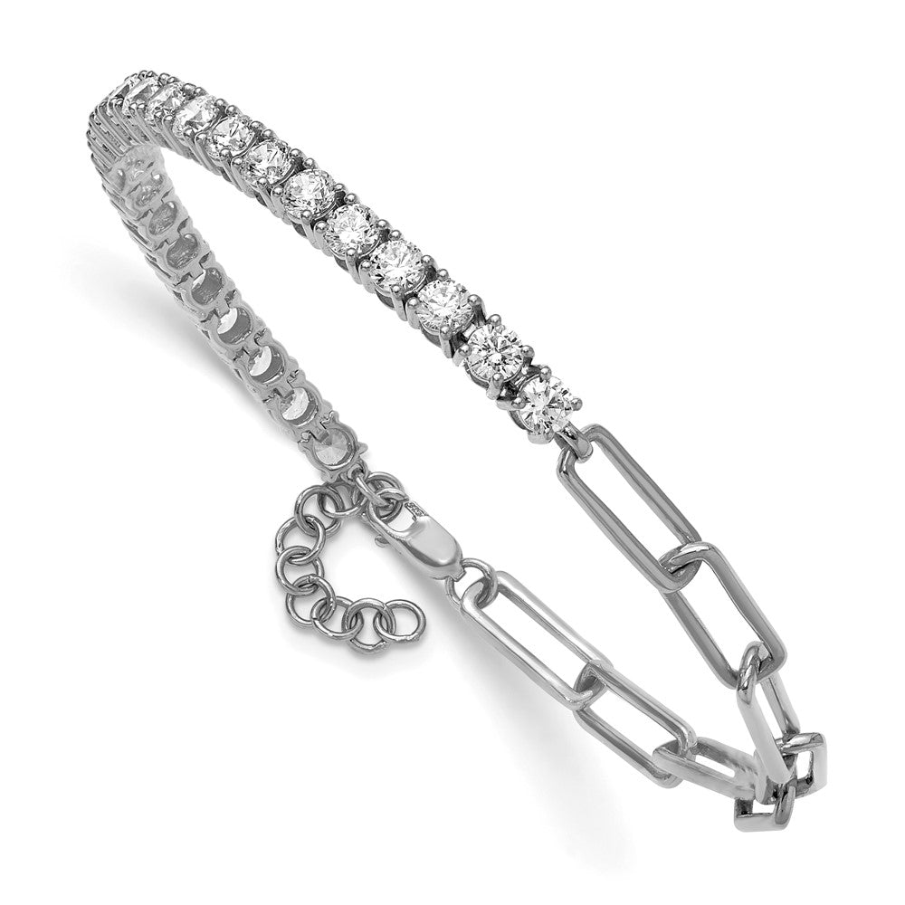 14kw 3 3/4ct Lab Grown Dia VS/SI+ G+ Half Paperclip 7in w/ 1in ext Bracelet