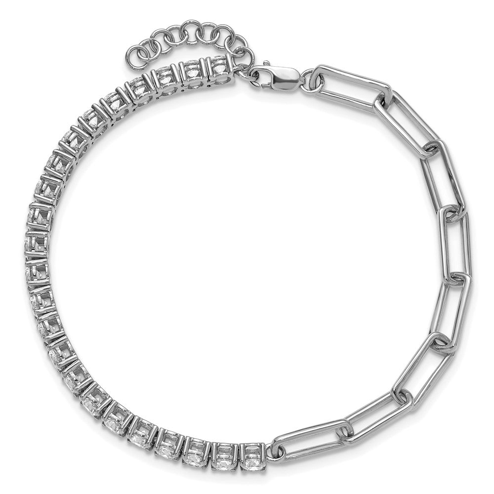 14kw 3 3/4ct Lab Grown Dia VS/SI+ G+ Half Paperclip 7in w/ 1in ext Bracelet