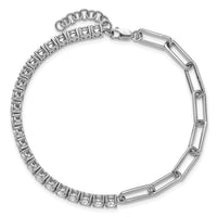 14kw 3 3/4ct Lab Grown Dia VS/SI+ G+ Half Paperclip 7in w/ 1in ext Bracelet