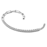 14kw 3 3/4ct Lab Grown Dia VS/SI+ G+ Half Paperclip 7in w/ 1in ext Bracelet