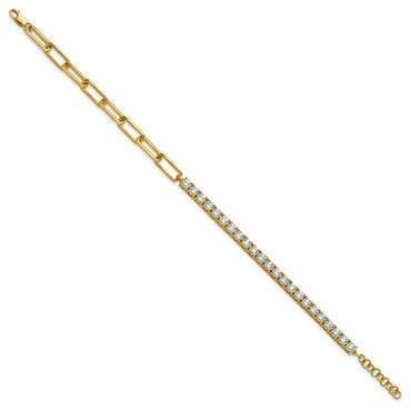 14k 3 3/4ct Lab Grown Dia VS/SI+ G+ Half Paperclip 7in w/ 1in ext Bracelet
