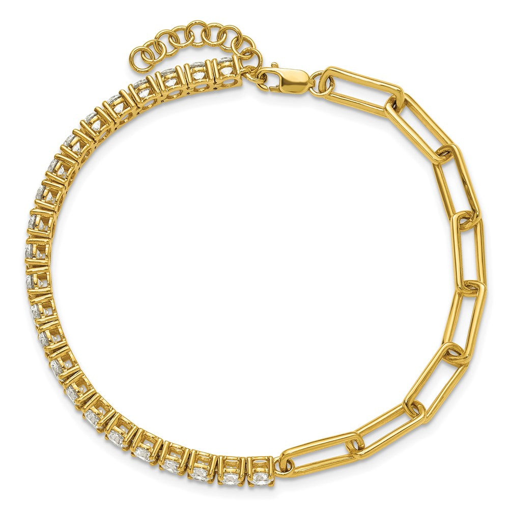 14k 3 3/4ct Lab Grown Dia VS/SI+ G+ Half Paperclip 7in w/ 1in ext Bracelet