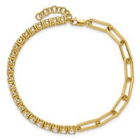 14k 3 3/4ct Lab Grown Dia VS/SI+ G+ Half Paperclip 7in w/ 1in ext Bracelet