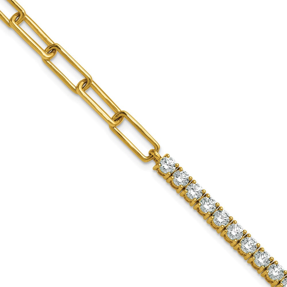 14k 3 3/4ct Lab Grown Dia VS/SI+ G+ Half Paperclip 7in w/ 1in ext Bracelet