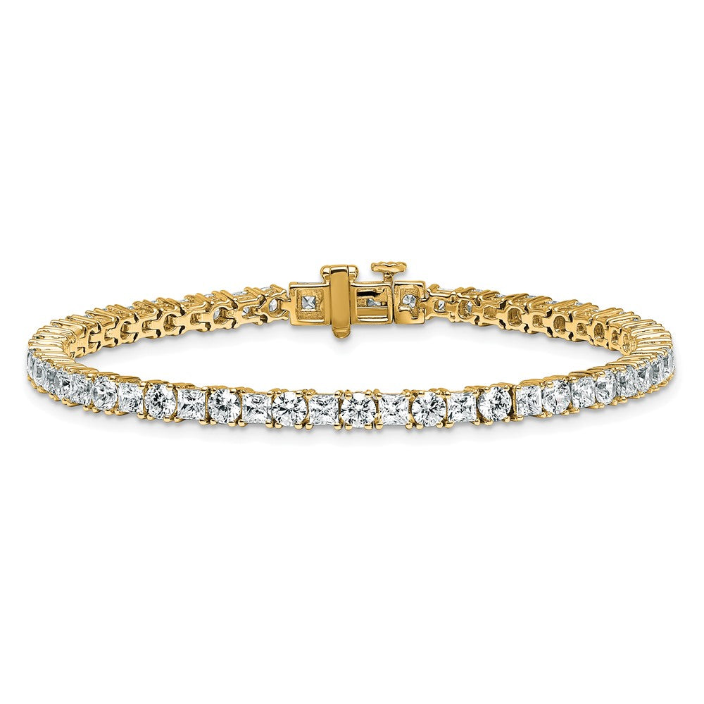 14k 7ct Lab Grown Dia VS/SI+ G+ Comp Princess/Round Tennis Bracelet