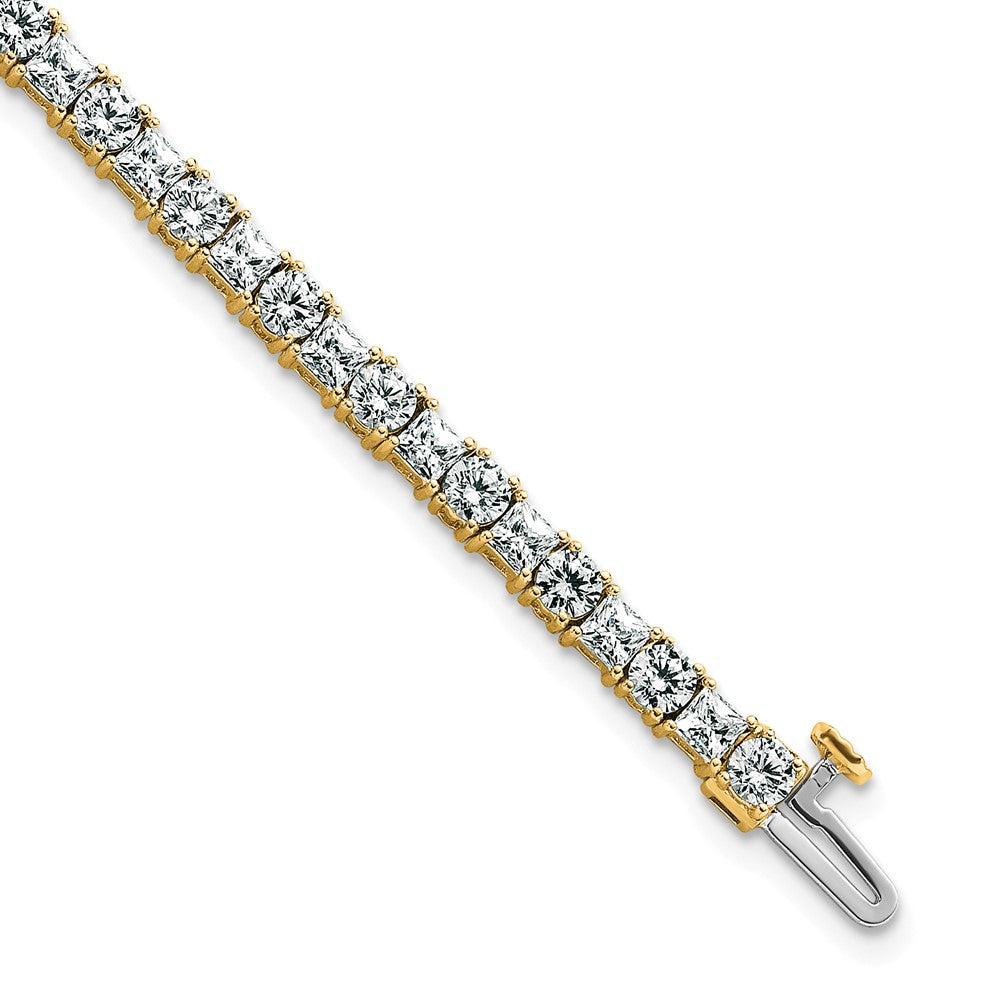 14k 7ct Lab Grown Dia VS/SI+ G+ Comp Princess/Round Tennis Bracelet