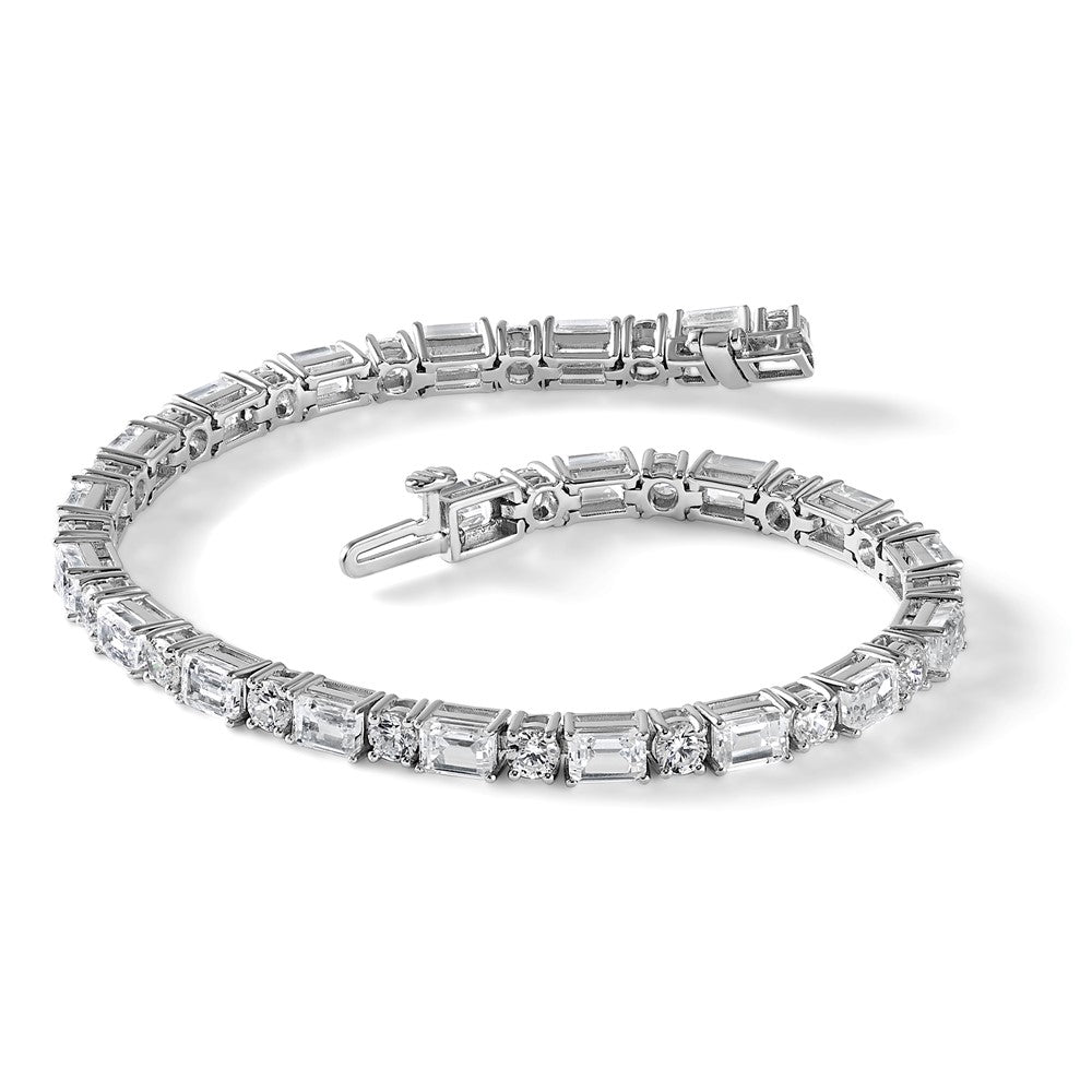 14kw 10ct Lab Grown Dia VS+ F+ Comp Emerald/Round Tennis Bracelet
