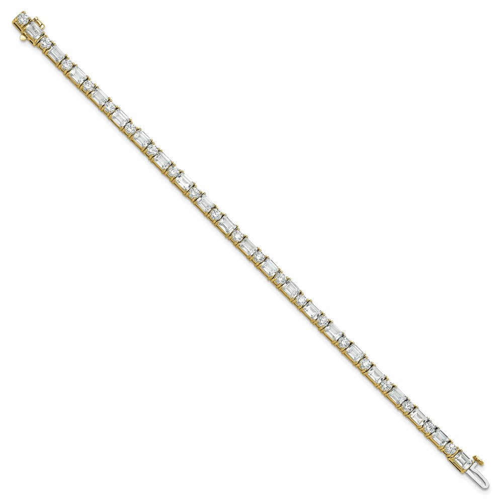 14k 10ct Cert Lab Grown Dia VS+ F+ Comp Emerald/Round Tennis Bracelet