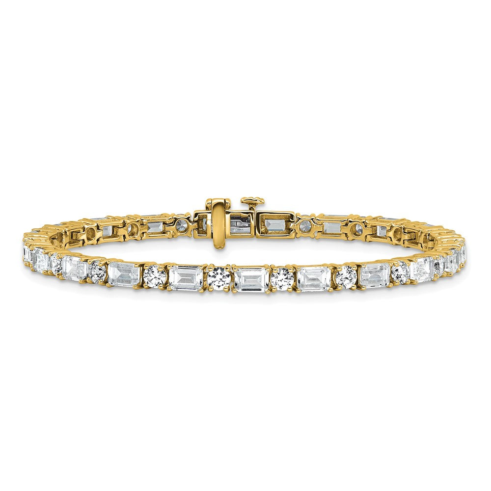 14k 10ct Cert Lab Grown Dia VS/SI+ G+ Comp Emerald/Round Tennis Bracelet