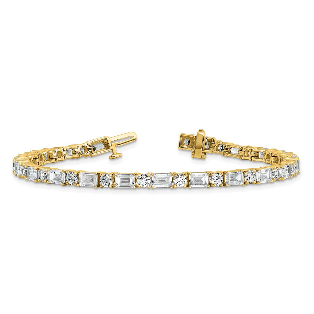 14k 10ct Cert Lab Grown Dia VS+ F+ Comp Emerald/Round Tennis Bracelet