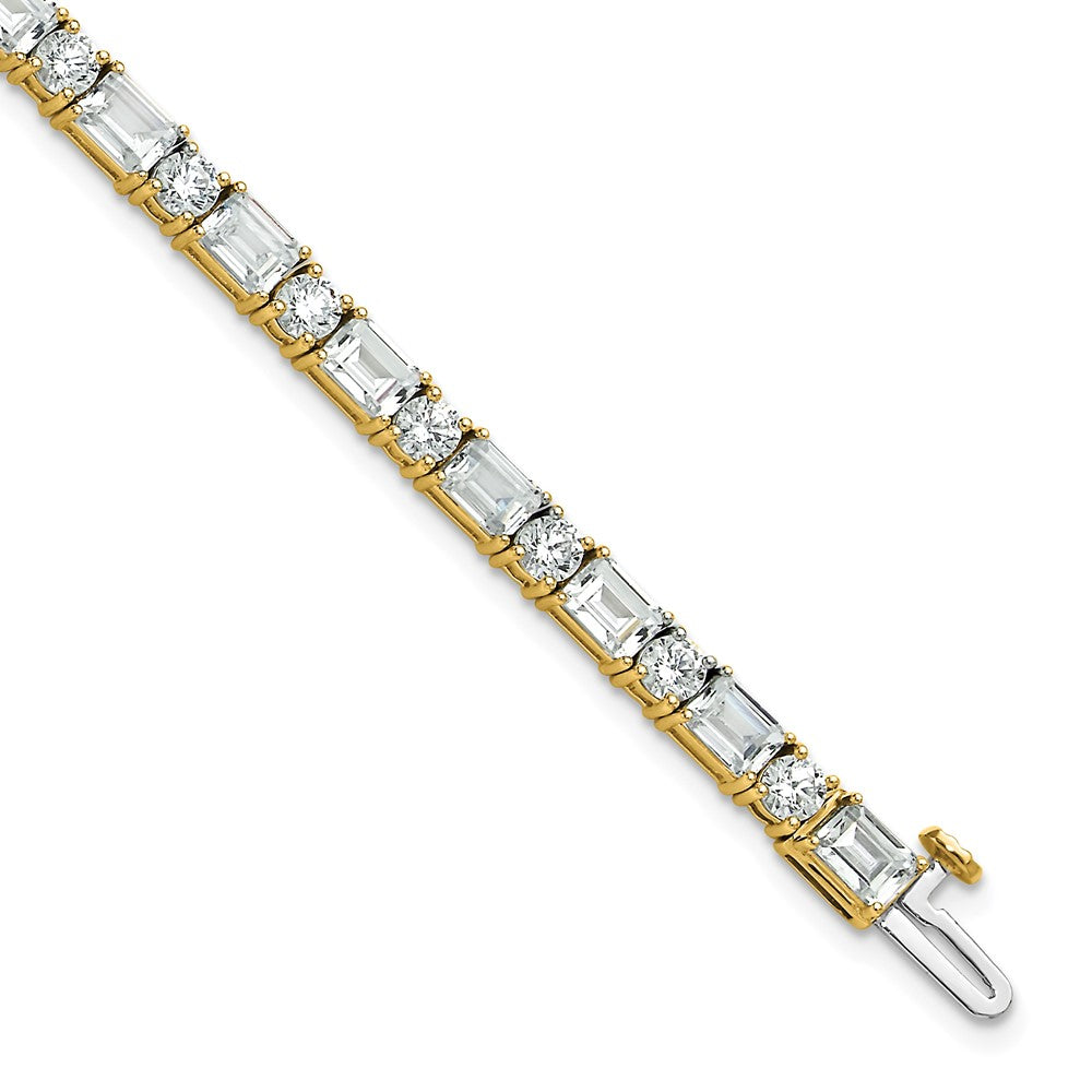 14k 10ct Cert Lab Grown Dia VS+ F+ Comp Emerald/Round Tennis Bracelet