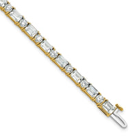 14k 10ct Cert Lab Grown Dia VS+ F+ Comp Emerald/Round Tennis Bracelet