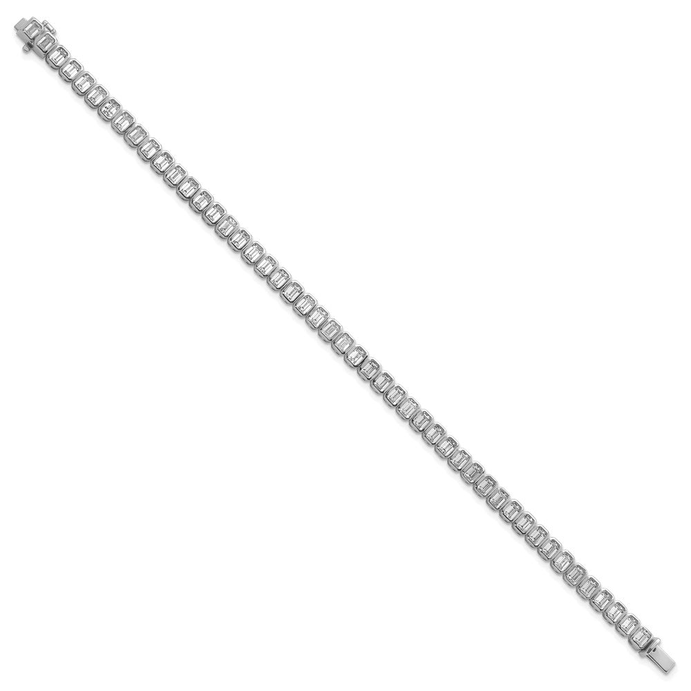 14kw 6 1/2ct Cert Lab Grown Dia VS+ F+ Comp Emerald Bezel Tennis Bracelet