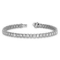 14kw 6 1/2ct Lab Grown Dia VS+ F+ Comp Emerald Bezel Tennis Bracelet