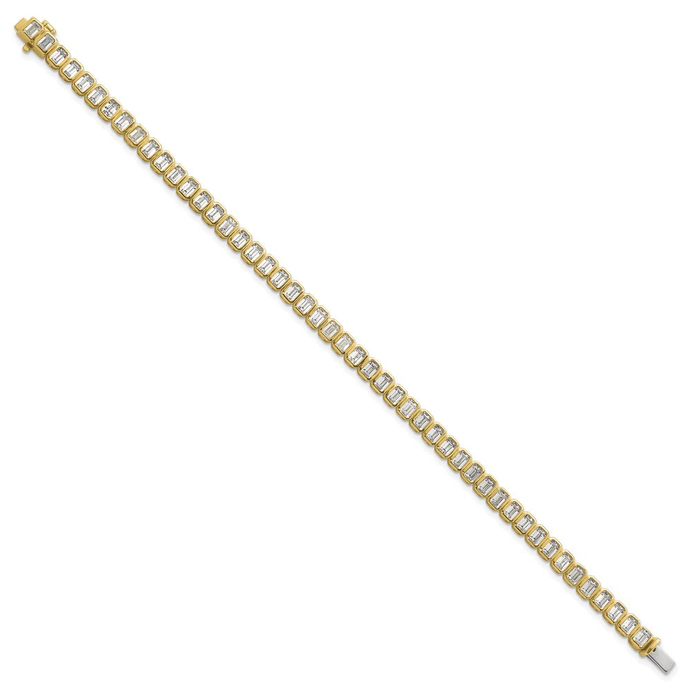 14k 6 1/2ct Cert Lab Grown Dia VS/SI+ G+ Comp Emerald Bezel Tennis Bracelet