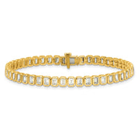 14k 6 1/2ct Cert Lab Grown Dia VS/SI+ G+ Comp Emerald Bezel Tennis Bracelet