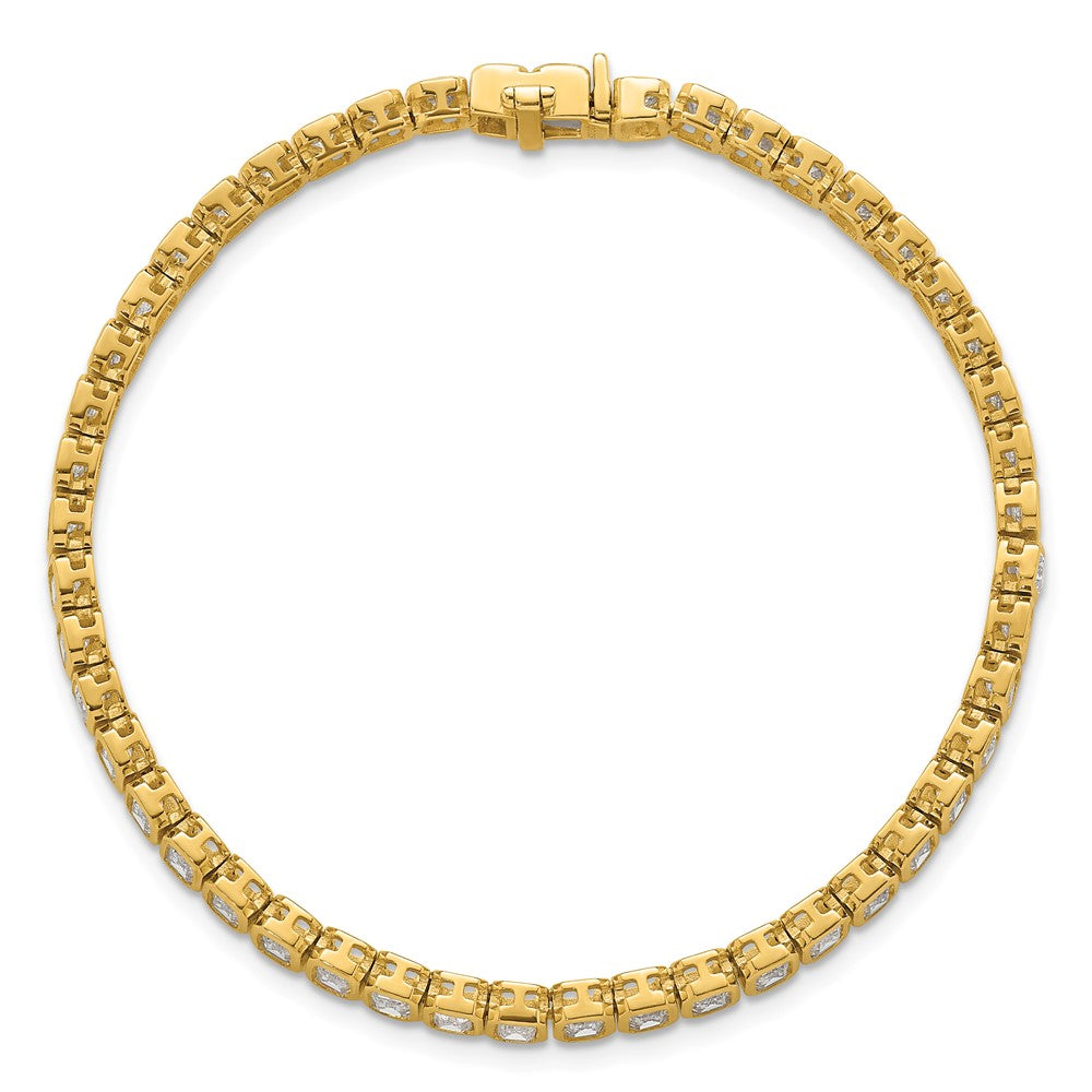 14k 6 1/2ct Cert Lab Grown Dia VS/SI+ G+ Comp Emerald Bezel Tennis Bracelet