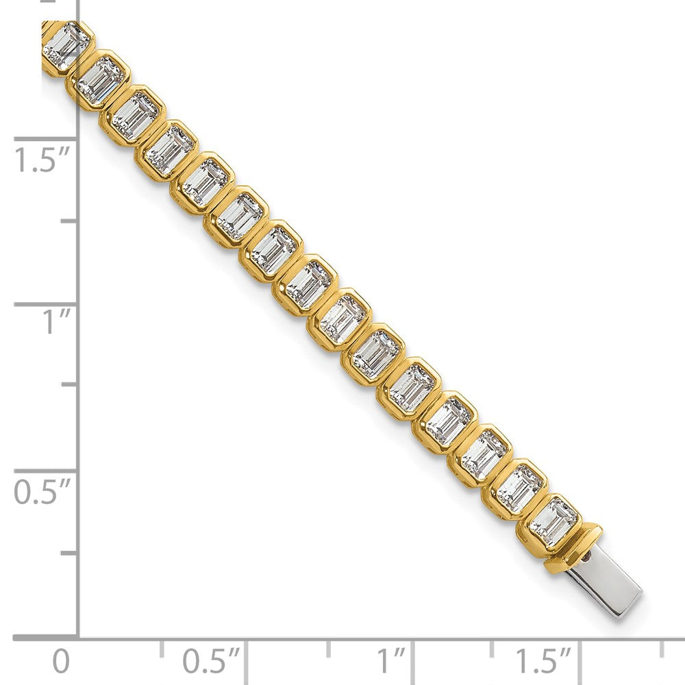 14k 6 1/2ct Lab Grown Dia VS/SI+ G+ Comp Emerald Bezel Tennis Bracelet