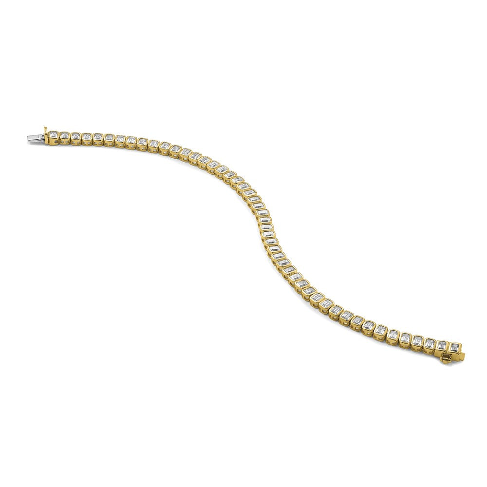 14k 6 1/2ct Lab Grown Dia VS/SI+ G+ Comp Emerald Bezel Tennis Bracelet