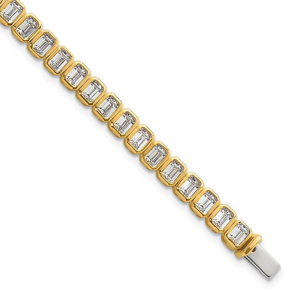 14k 6 1/2ct Cert Lab Grown Dia VS/SI+ G+ Comp Emerald Bezel Tennis Bracelet