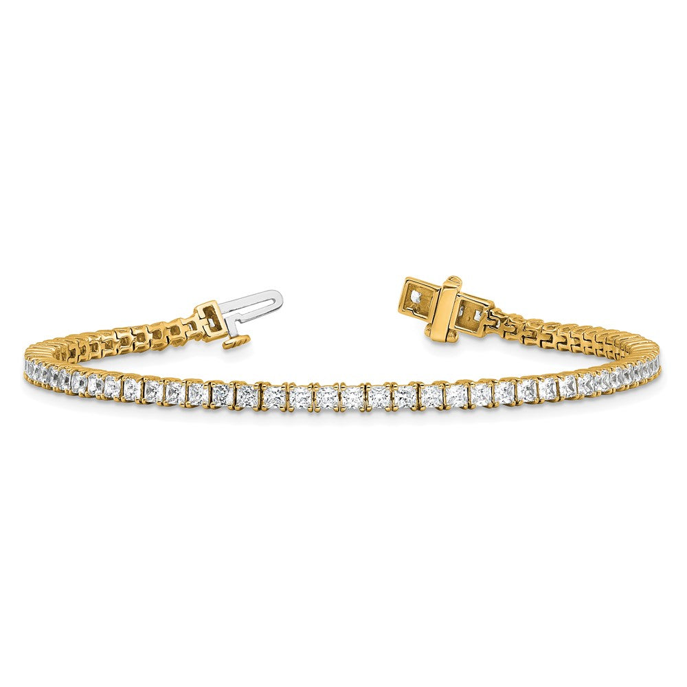 14k 5ct Lab Grown Dia VS+ F+ Comp Princess Tennis Bracelet