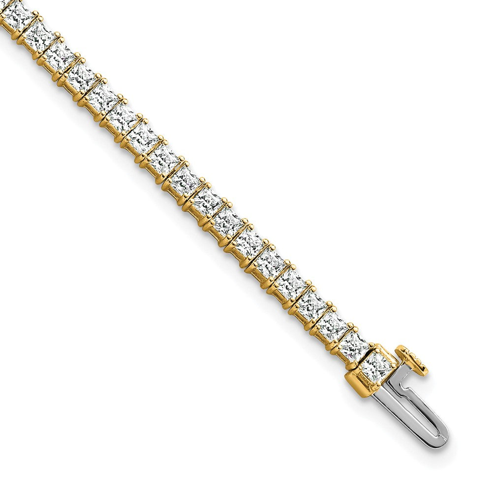 14k 5ct Lab Grown Dia VS+ F+ Comp Princess Tennis Bracelet