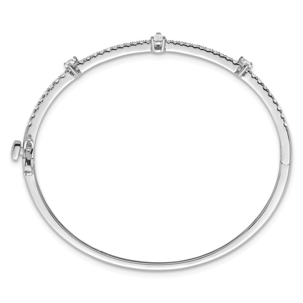 14kw 1 1/4ct Lab Grown Dia VS/SI+ G+ Comp Round & Pear Hinged Bangle