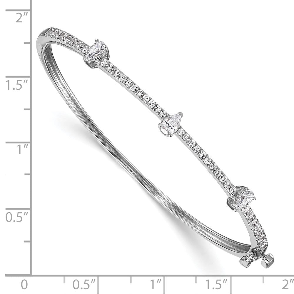 14kw 1 1/4ct Lab Grown Dia VS/SI+ G+ Comp Round & Pear Hinged Bangle