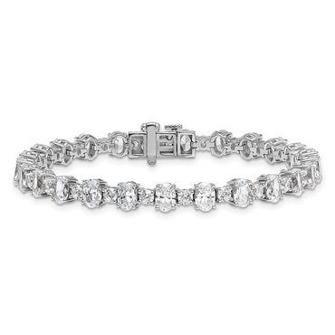 14kw 11ct Lab Grown Dia VS/SI+ G+ Comp Round&Oval 7in Tennis Bracelet