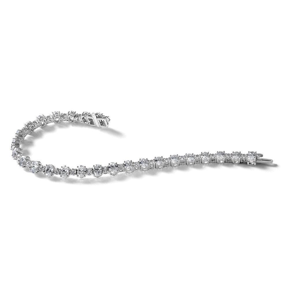 14kw 11ct Lab Grown Dia VS/SI+ G+ Comp Round&Oval 7in Tennis Bracelet