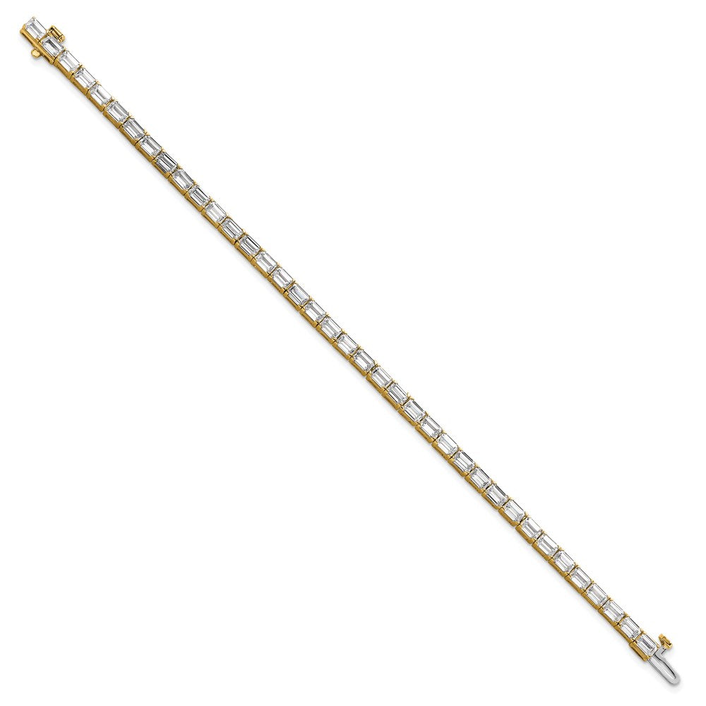 14k 10 ct Lab Grown Dia VS/SI+ G+ Comp Emerald Tennis Bracelet
