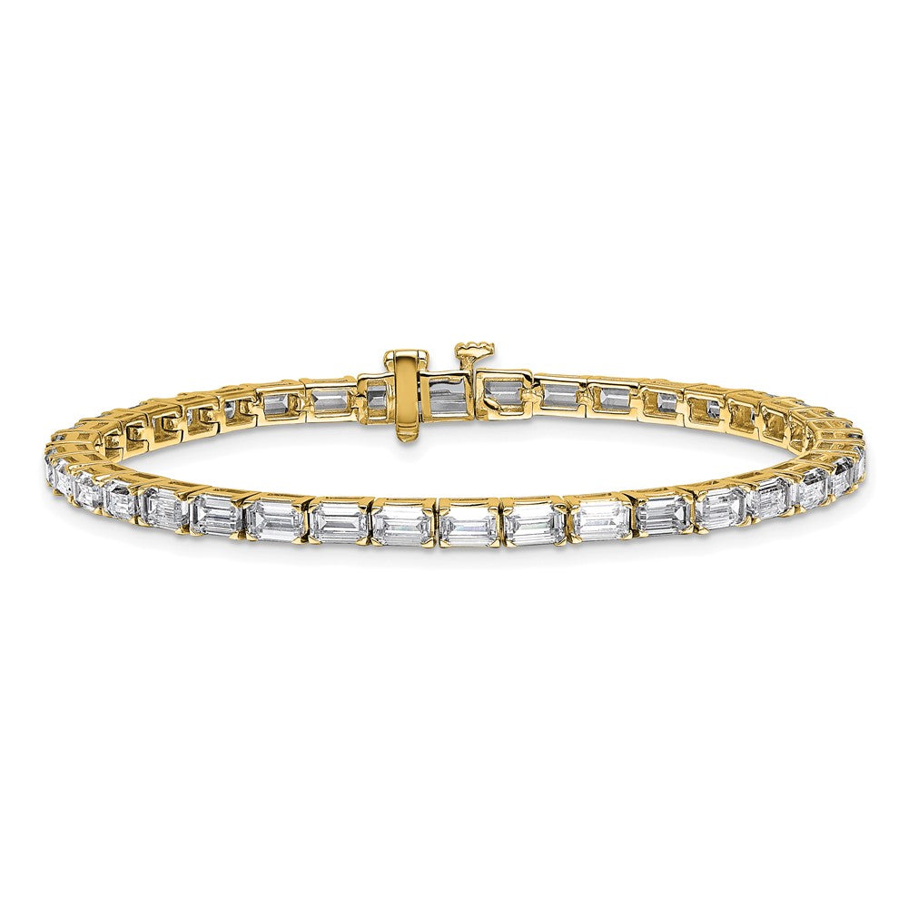 14k 10 ct Lab Grown Dia VS/SI+ G+ Comp Emerald Tennis Bracelet