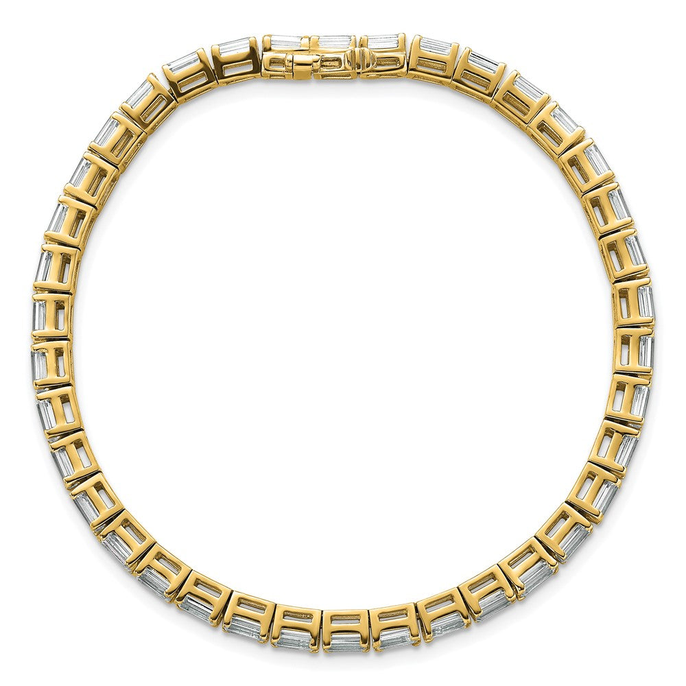 14k 10 ct Lab Grown Dia VS/SI+ G+ Comp Emerald Tennis Bracelet
