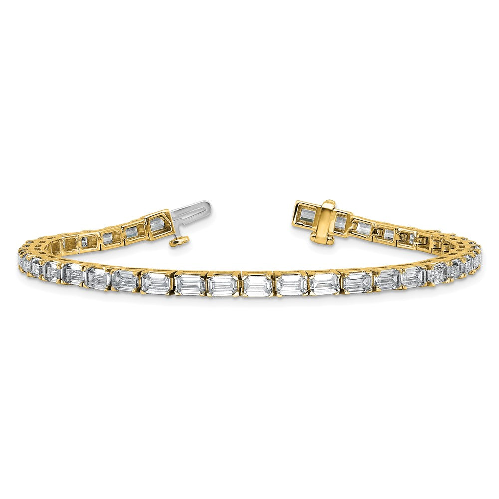 14k 10 ct Lab Grown Dia VS/SI+ G+ Comp Emerald Tennis Bracelet