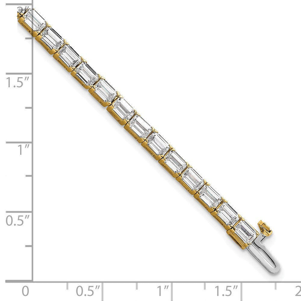 14k 10 ct Lab Grown Dia VS/SI+ G+ Comp Emerald Tennis Bracelet