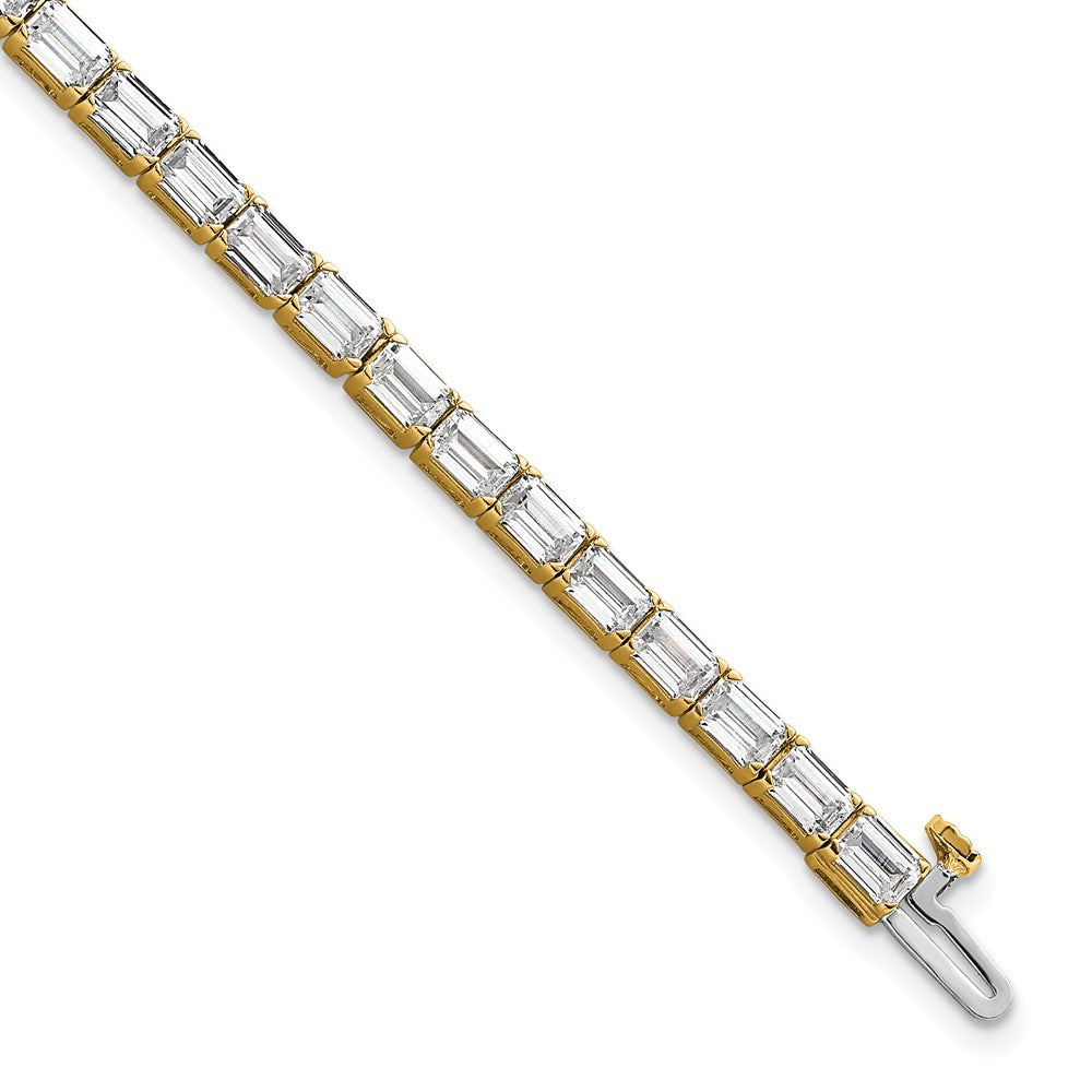 14k 10 ct Lab Grown Dia VS/SI+ G+ Comp Emerald Tennis Bracelet
