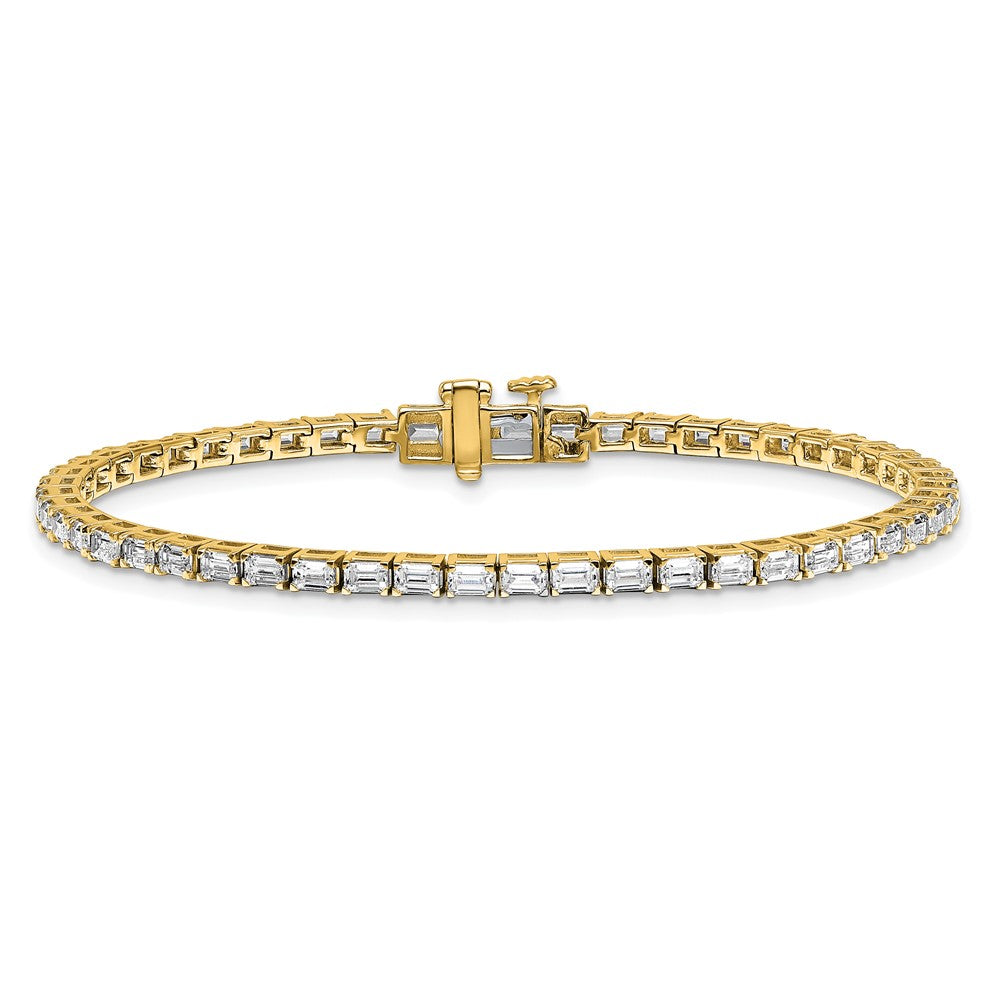 14k 5 ct Lab Grown Dia VS/SI+ G+ Comp Emerald Tennis Bracelet