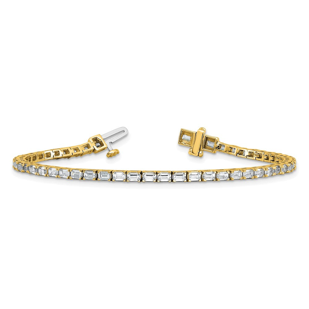 14k 5 ct Lab Grown Dia VS/SI+ G+ Comp Emerald Tennis Bracelet
