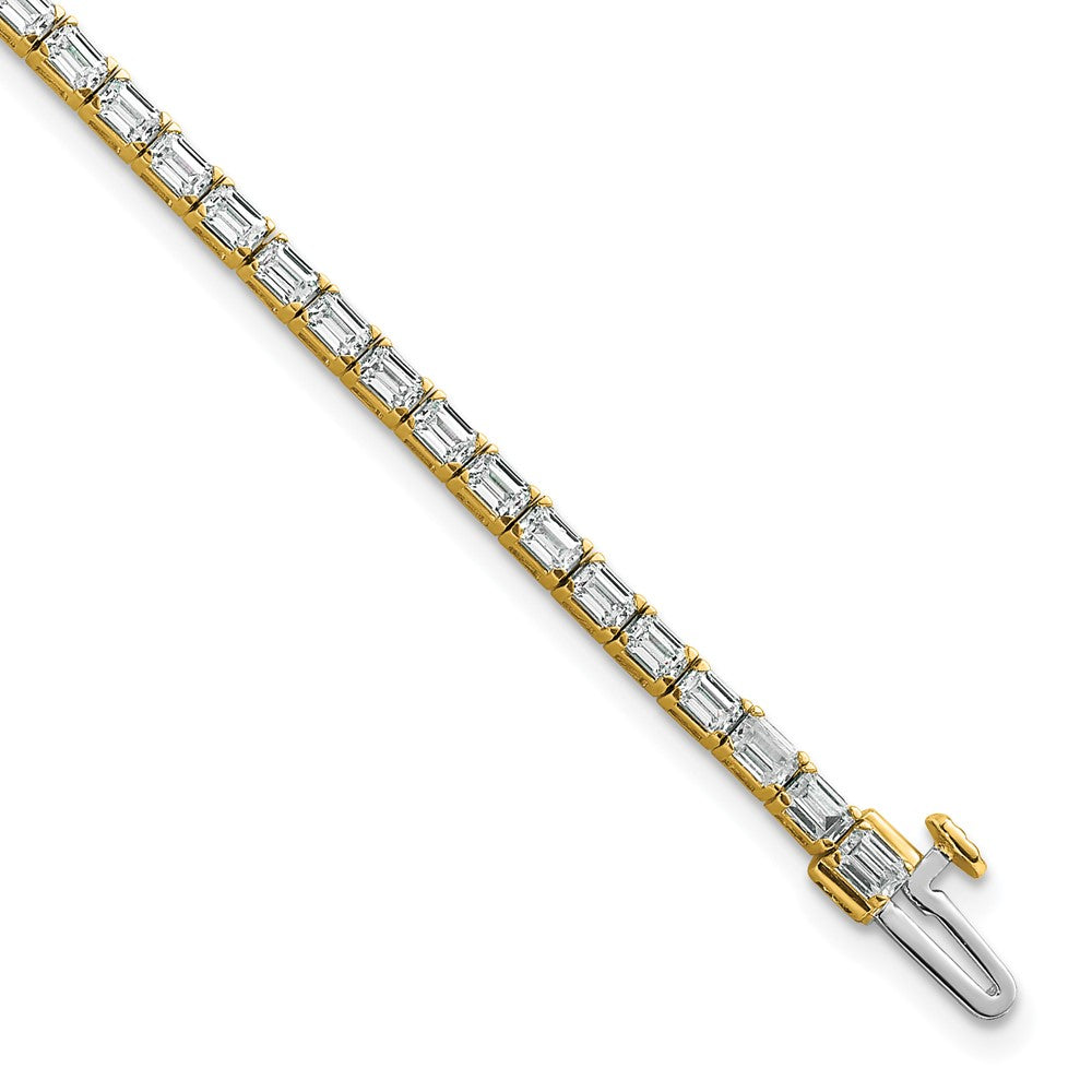 14k 5 ct Lab Grown Dia VS/SI+ G+ Comp Emerald Tennis Bracelet