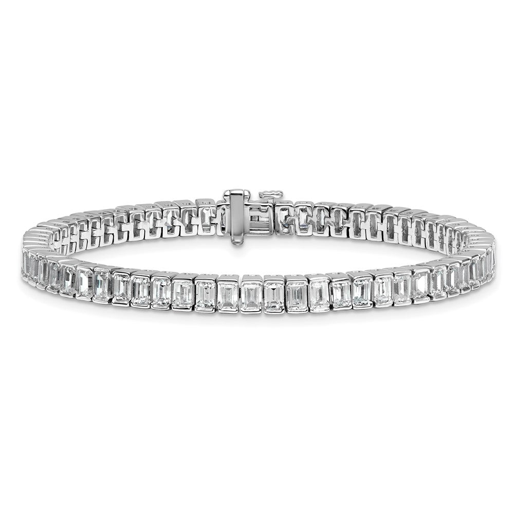 14kw 10ct Cert Lab Grown Dia VS/SI+ G+ Comp Emerald Bezel Tennis Bracelet