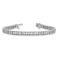 14kw 10ct Cert Lab Grown Dia VS/SI+ G+ Comp Emerald Bezel Tennis Bracelet