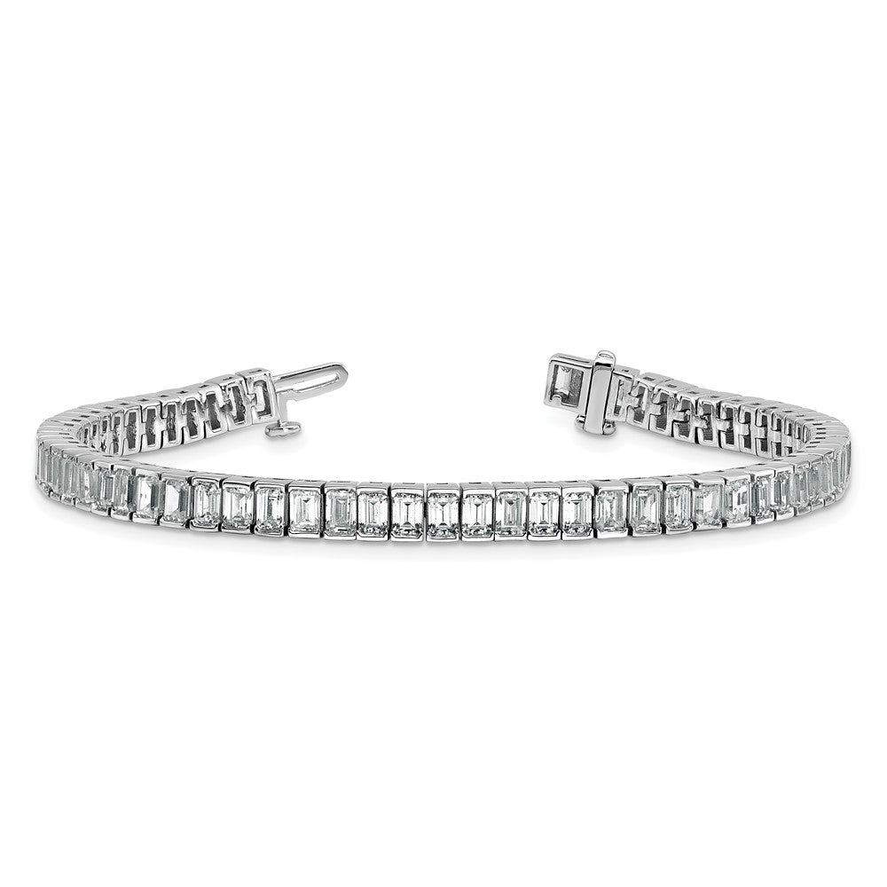 14kw 10ct Lab Grown Dia VS/SI+ G+ Comp Emerald Bezel Tennis Bracelet