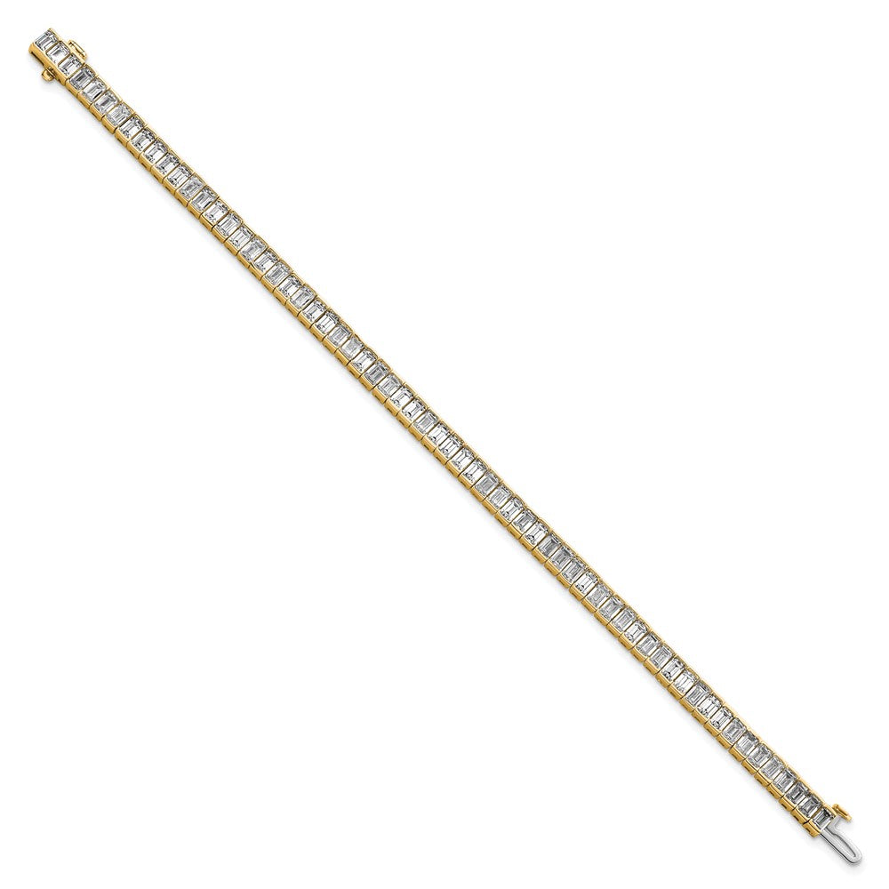14k 10ct Cert Lab Grown Dia VS+ F+ Comp Emerald Bezel Tennis Bracelet
