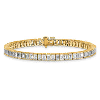 14k 10ct Cert Lab Grown Dia VS+ F+ Comp Emerald Bezel Tennis Bracelet